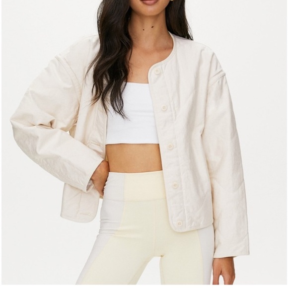 Aritzia Jackets & Blazers - Aritzia wilfred quilted padded cream button down jacket over shirt size medium